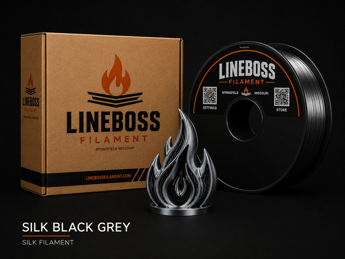 Silk PLA Filament - Silk Black Grey