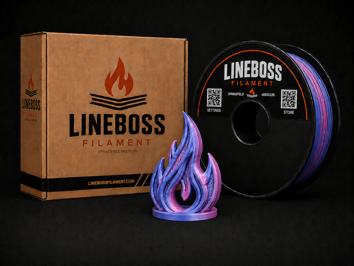 LineBoss Silk PLA Filament - Silk Blue-Silk Rose Red